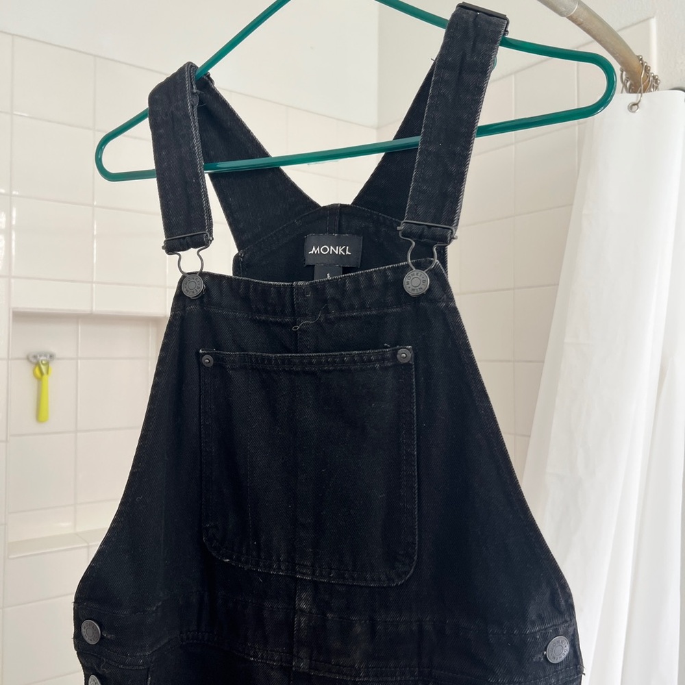 monki black denim overalls